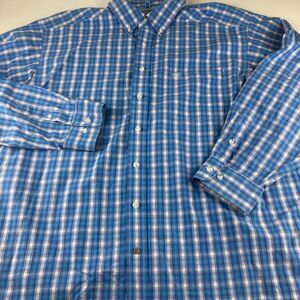 Ariat Pro Series Mens XXL Blue Plaid Long Sleeve Western Work Shirt Vented